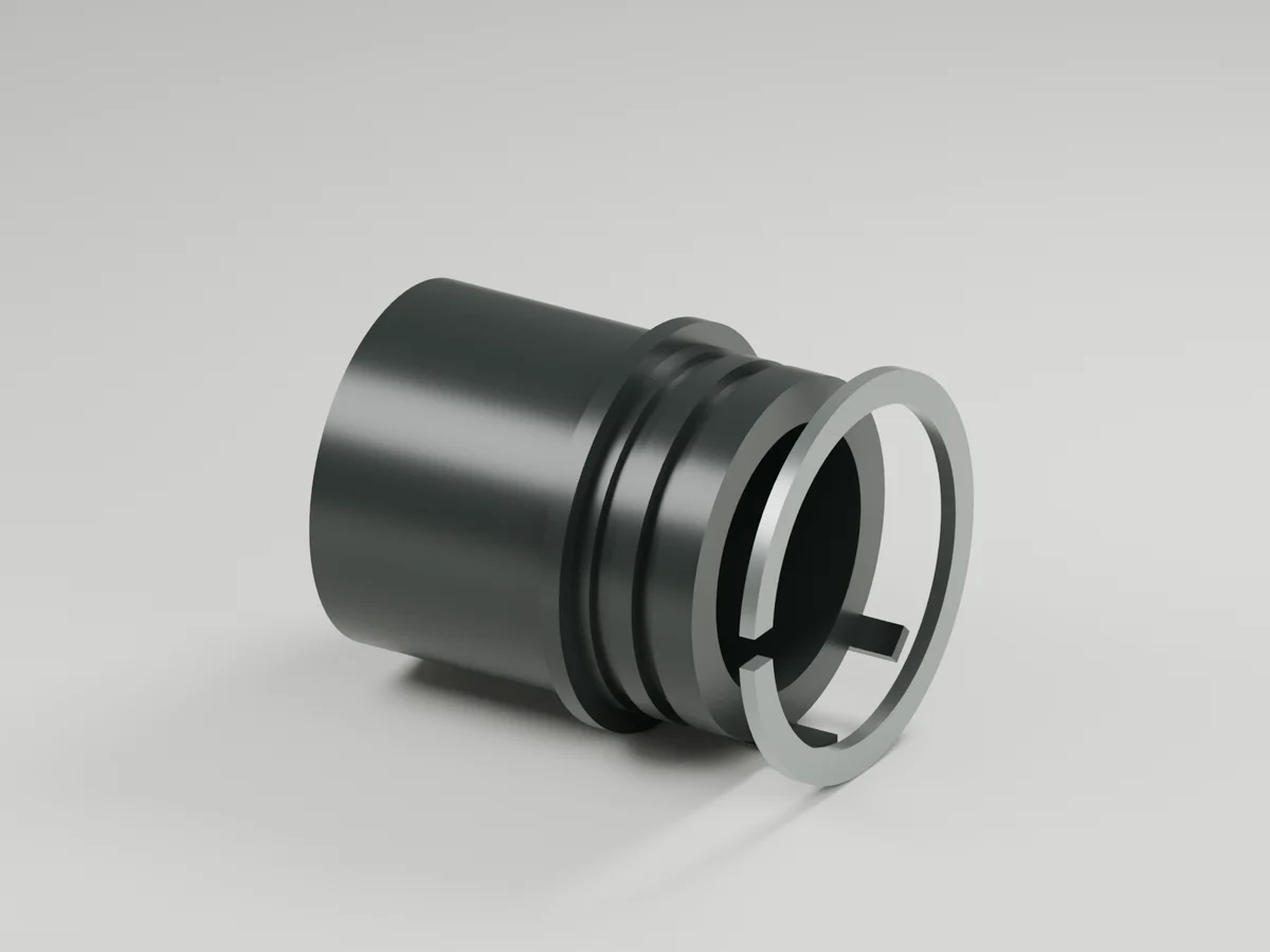 Retaining groove exposed with C-ring displaced for visibility