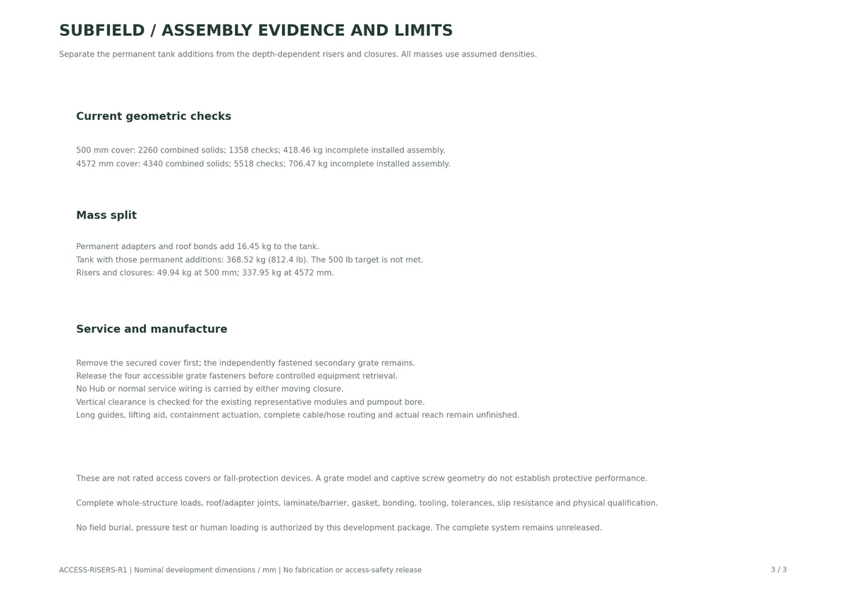 Access Risers R1 / access evidence and mass