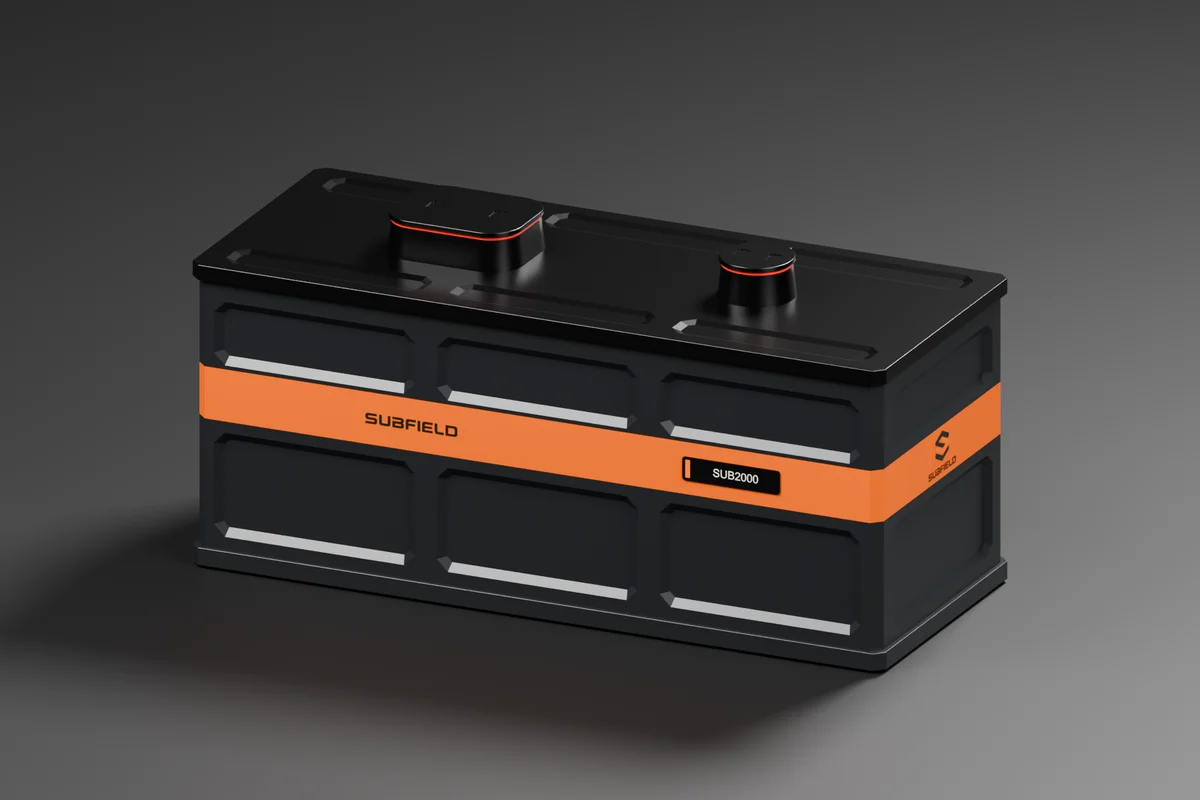 Simplified SUB2000 CAD model with amber badge